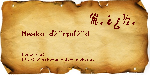 Mesko Árpád névjegykártya